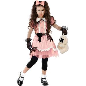 Morph Broken Doll Costume Girls - Creepy Doll Costume for Kids Girl - Scary Halloween Costumes for Girls Kids Cracked Dolls (X-Large)