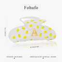 4 x Initial Lemon Hair Clips for Women - Teen Girl Gifts Trendy Stuff, Y2K Accessories Lemon Print Hair Accessories, Wedding Bridesmaid Birthday Valentines Day Gifts for Girls, Letter A
