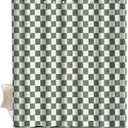 Shower Curtain for Bathroom, Cute Shower Curtain Sets with 12 Hooks, Waterproof Fabric Bath Curtain for Home, 72Wx72H, Green Checkerboard