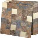 5 Pack 12" x 12" Peel and Stick Backsplash Tiles Brushed Aluminum Metal Mosaic Stickers Wall Panel Tiles Waterproof Heat-Resistant Easy DIY for Kitchen Bathroom Fireplace Decor