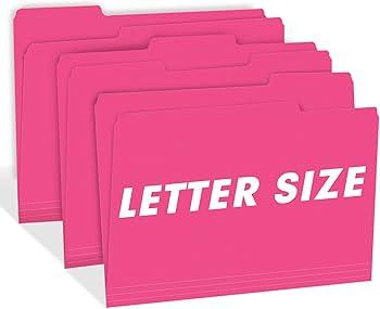 File Folder, RAZCC 75 Pack 1/3 Cut Tab File Folders Letter Size, Magenta, Folders with Tab, Great for Organizing and Easy File Storage
