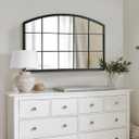 WAMIRRO Wide Window Pane Black Mirror,Farmhouse Arched Wall Mirror,Mantel Mirror for Fireplace/Entryway/Hallway/Living Room,33X24