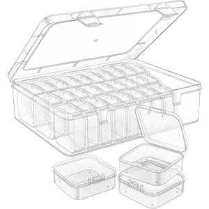 Mathtoxyz Bead Organizer Box, 62Pcs Small Bead Organizers and Storage Plastic Cases Mini Clear Bead Storage Containers Boxes with Hinged Lid and Rectangle for Bracelet Making DIY Jewelry Craft Nail