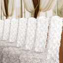 Moukeren 12 Pcs White Rosette Throne Chair Cover Satin Rosette Stretch Banquet Spandex Fitted Chair Cover for Wedding Party Banquet Catering