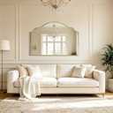 Large Scalloped Wall Mirror 47"x32" Arched Vanity Bathroom Mirror Gold Decorative Mirror for Bedroom, Living Room and Entryway