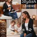Lightweight Cardigan for Women Long Sleeve Sweater Office (M)