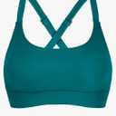 Women’s Supportive Scoop Neck Sporty Swimsuit Cross Spaghetti Strap Bathing Suit Bikini Top,Small , Teal
