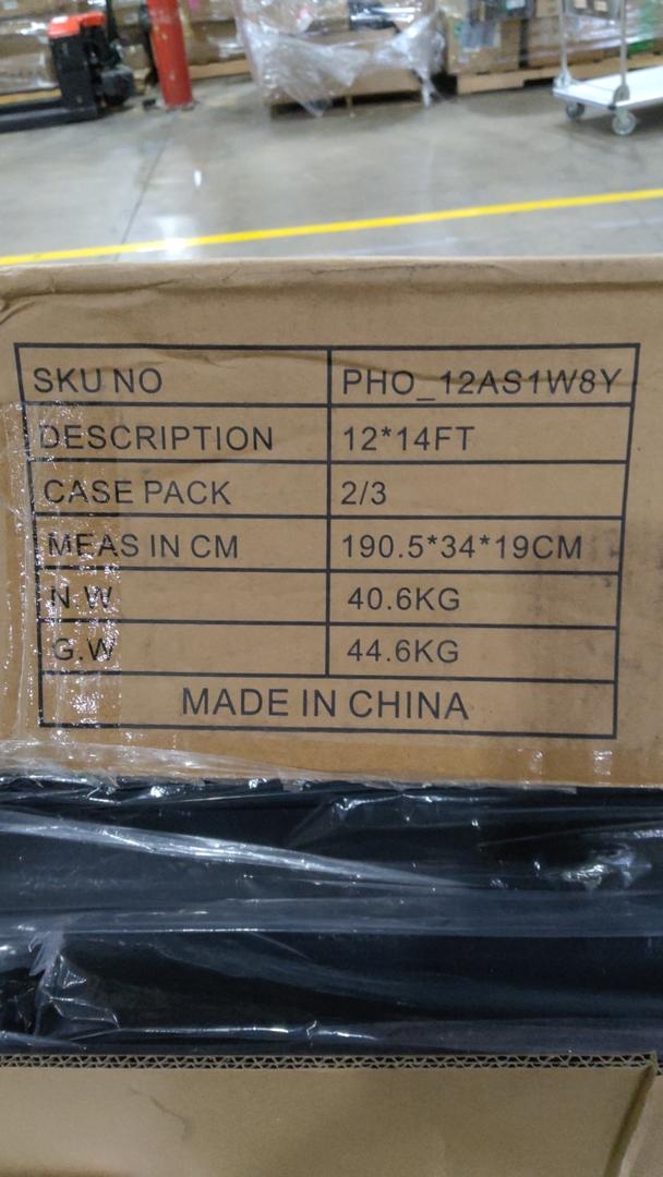 SKU NO. : PHO_12AS1W8Y, 12*14FT., MEAS. in CM: 190.5*34*19CM, N.W: 40.6KG, G.W:44.6KG