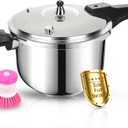Stainless Steel Pressure Cooker, 6.3 Quart Induction Compatible Pressure Cooker with Pressure Indicator Safeguard Devices,Compatible with Gas & Induction Cooker