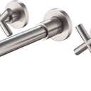 Wall Mounted Faucet Bathroom Sink, 360 Degree Rotating Nozzle, 2 Cross Handles, with Thick Valve, Brushed Nickel (Brushed Nickel)