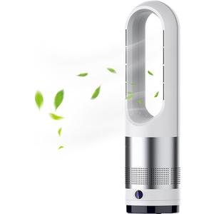 Bladeless Fan for Heating and Cooling, Pedestal Fan, Tower Fan; Natural Cool Air, 8 Speeds, Can Be Timed Comes with Remote Control, 80 Shaking Head. No Fan Blade, Easy to Clean(Silver)