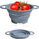 GIR Collapsible Colander for Kitchen  Space-Saving Strainer & Steamer  BPA-Free, Heat-Resistant, Dishwasher Safe Kitchen Strainer with Stainless Steel Rim  Durable Collapsible Colander - Slate