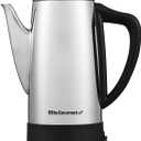 Elite Gourmet 6-Cup Electric Coffee Percolator  Stainless Steel, Fast Brewing, Keep Warm with Auto Shut-Off, Clear Brew Progress Knob, Cordless Serving Base, Reusable Filter, 1000W