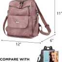 WYFJNX PU Leather Backpack Purse for Women Fashion Multipurpose Design Handbag Ladies Shoulder Bags Travel Backpack Pink, 12“*11“*6“