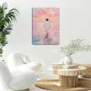 Shrandi Jesus Walking On Water Canvas Wall Art Pink Jesus Wall Decor Religious Christian Pictures Prints for Bedroom Living Room Church Decoration 12 * 18In (Stretched Canvas on A Wooden Frame), 24"L x 16"W