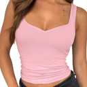 2 TiulZial Sexy Tank Tops for Women - Summer Cute Going Out Top Sleeveless V Neck Backless (Pink,XS)