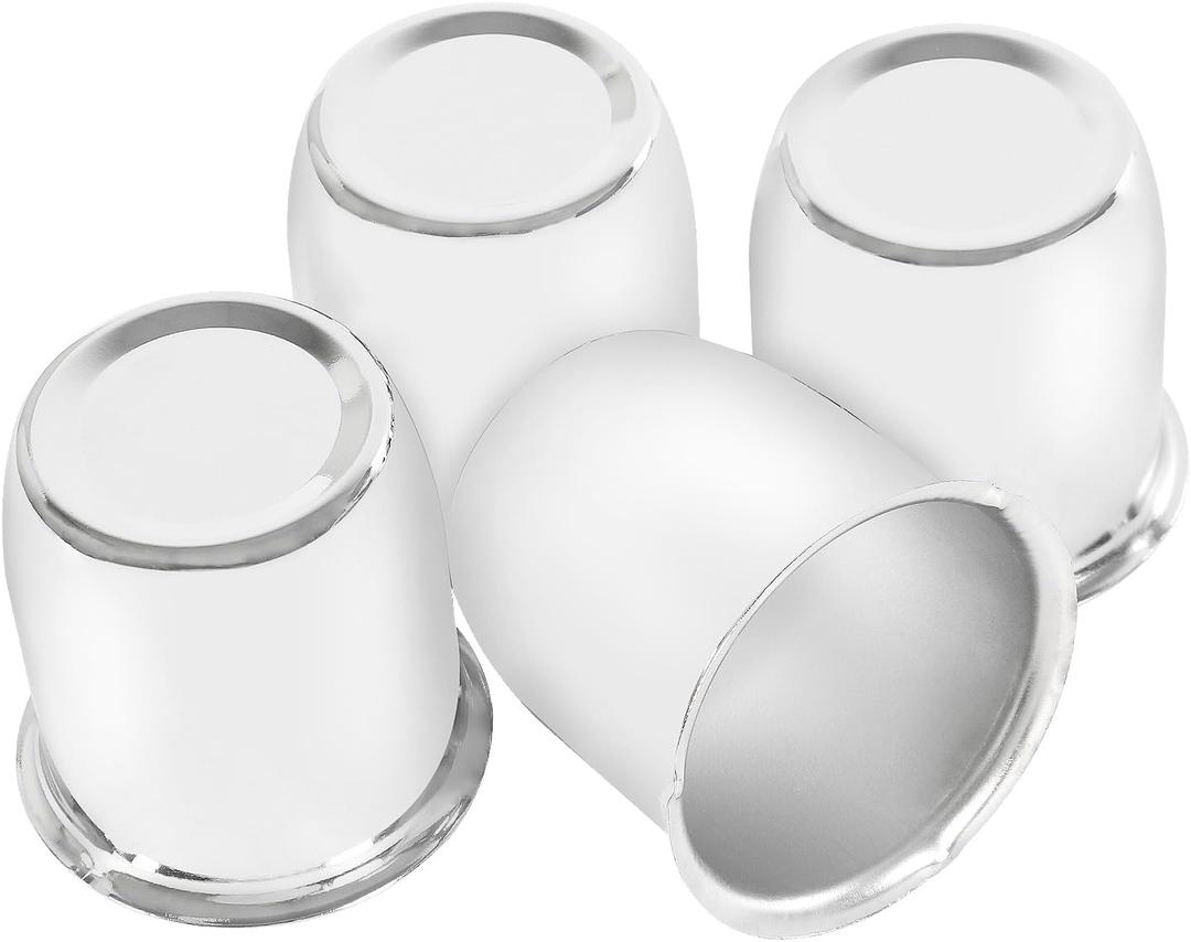 4PCS 2.8inch Trailer Wheel Center Caps Fit 2.8" Center Bore for Truck SUV RV Wheels Rims Trailer Carbon Steel Push Through Hub Covers Chrome Silver