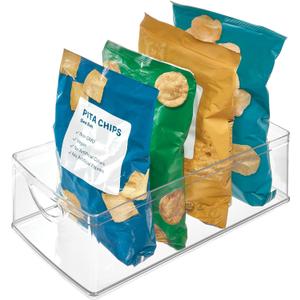iDesign Recycled Plastic Cabinet and Pantry Storage Bin with Integrated Handles  16 x 8 x 5, Clear Bin