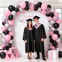 Black and Pink Balloons, 60pcs 12Inch Black and Pink Silver Balloons,Metal Silver and Confetti Balloon for Graduation Birthday Baby Shower Anniversary Wedding Bridal Shower Party Decoration