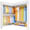 ULIFHOME E15C Max Garment Rack L Shaped Clothes Rack for CornerFreestanding Clothing Racks for Hanging ClothesHeavy Duty Closet System 57"W x 15.8"D x 78.4"HWhite Rack with White Dustproof Cover
