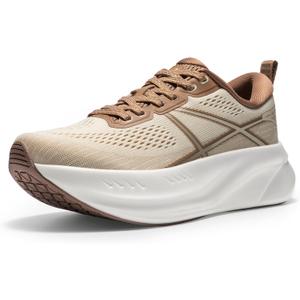ALLSWIFIT Women's Road Running Shoes Cushion Tennis Shoes Non-Slip Comfortable Lightweight Gym Workout Athletic Arch Support Walking Sneakers Active5K,Size 7.5,Beige/Khaki