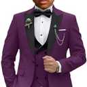 Boys Suits Slim Fit 5 Piece Purple Dresswear Set with Shirt and Bowtie Kids Prom Tuxedo Wedding Outfit Size 7