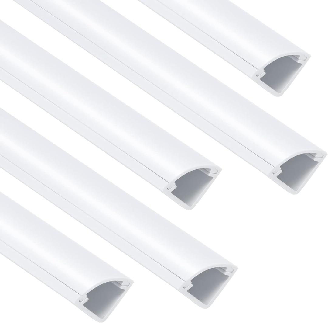 85in Corner Cable Concealer, Corner Cord Hider for One Cord, Wire Covers for Cords, Paintable Corner Cord Cover, Cable Management Channel Cable Raceway for Wall, Floor Baseboard, Ceiling -5 X L17in (Small, White)