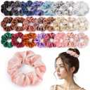 Scrunchies Birthday Gifts for Women: Silk Satin Scrunchies 24Pcs Hair Scrunchie for Women Girls Hair Bands Hair Ties Hair Accessories Scrunchy Party Favors Gifts for Mom Her (Elegant Colors)