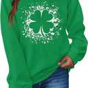 Women St. Patricks Sweatshirts Shamrock Shirts Lucky Clover Graphic Tees Irish Gift Pullover Long Sleeve Tops (L)