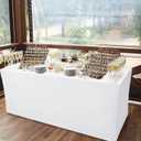 Spandex Table Cover 6ft Fitted Tablecloth Rectangular - Stretch Rectangle Folding Table Cloth for Birthday Party Wedding Banquet, White, 72L x 30W Inch