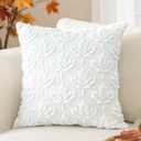 2 x Artscope Maple Leaf Fall Pillow Covers 18 x 18 Set of 2 Decorative Autumn Harvest Holiday Throw Pillow Cases Soft Plush Faux Fur Couch Cushion Case for Farmhouse Sofa Bed Room Home Decor-White