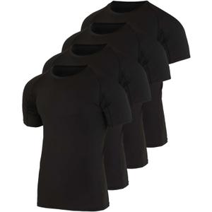 Real Essentials 4 Pack: Men's Short Sleeve Compression T-Shirt Base Layer Undershirt Athletic Top (X-Large)