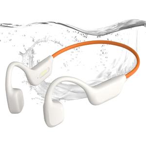 Swimming Headphones, IPX8 Waterproof Bone Conduction Headphone Wireless Underwater Earbuds with 32GB Memory for Swimming, Cycling, Marathon (Orange)