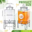 Honeydak 4.6 Gallon Glass Beverage Dispenser with Stand Stainless Steel Spigot Glass Lid Clear Iced Juice Container Leakproof Drink Dispenser Countertop Lemonade Water Jar for Wedding Party (1 Pack)