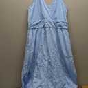 OUGES Women's Summer Spaghetti Strap V-Neck Floral Short Party Dress with Pockets, XL