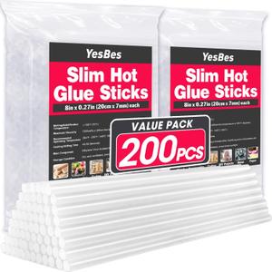 100 PCS Mini Hot Glue Sticks, 8" Long x 0.27" Diameter Glue Sticks for Glue Gun, Perfect Fit for Mini Glue Guns, Widely Used in Wood, Metal, Glass, Plastic, Floral, Fabric, and More