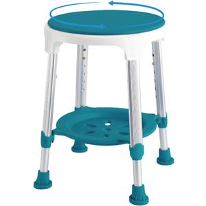 Shower Stool Chair for Inside Shower, Upgrade Small Corner Plastic Stool for Seniors Adult, 360 Swivel Shower Stool Seat for Bathroom, 6-Level Adjustable Height Bath Chair Stools with Shelf (Medium1)