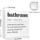 Parent Humor Wooden Box Sign Bathroom Definition, 5x5x1 INCH Sign, Rustic Finish Family Home Decor, Lighthearted Joke For Parent Retreat, Bathroom Sanctuary Decor
