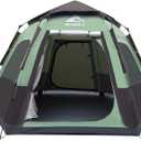 Hewolf 2-4 Person Camping Tent - Instant Pop Up Waterproof 2 Doors Tent with Easy Setup | 3-Season Hexagonal Dome Design for Family, Hiking & Traveling
