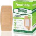 NeuHeils Silicone Bandages for Sensitive Skin, Large 2x4 Inch (40 Count) | Hypoallergenic & Waterproof Wound Care | Pain-Free Removal, Non-Stick Pad, Gentle for Fragile Skin