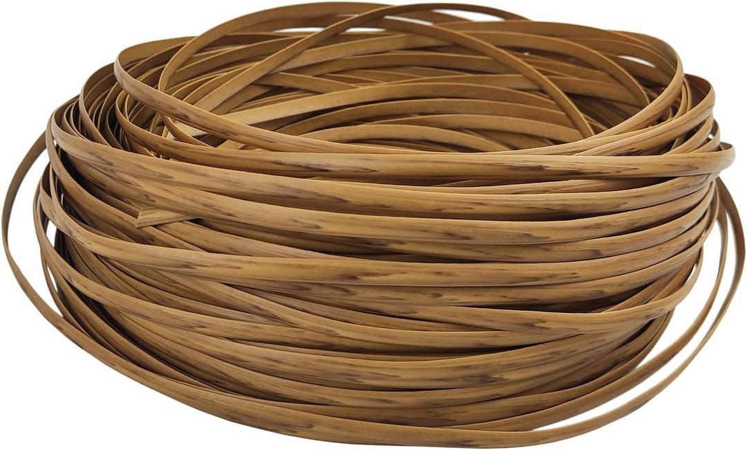 Feyart 40m/131ft 7mm Light Wood Wicker Repair Kit, PE Rattan Repair Kit for Wicker Chair Fixing, Patio Furniture Repair