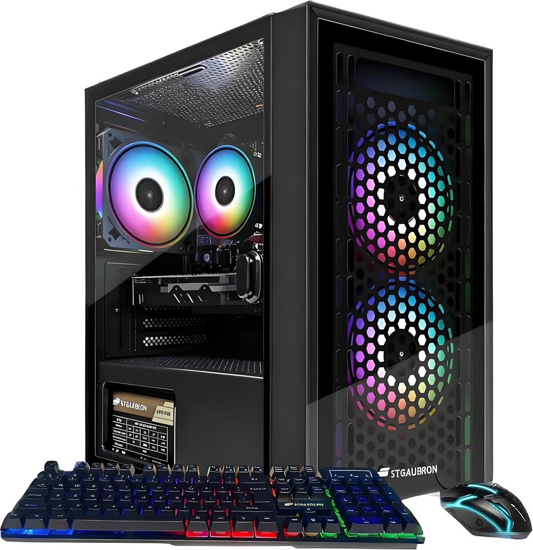 STGAubron Gaming PC Computer Desktop, Radeon RX 560 4G GDDR5, Intel Core i5 up to 3.6G, 16G RAM, 512G SSD, WiFi 6, BT 5.0, RGB Fan x 3, Windows 11 Home
