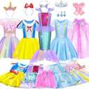 Tlooe Princess Dress Up for Girls - Dress up Clothes for Toddler Girl,Role Play Costume Princess Toys Christmas Birthday Gifts Set for Age 3-8 Year Old