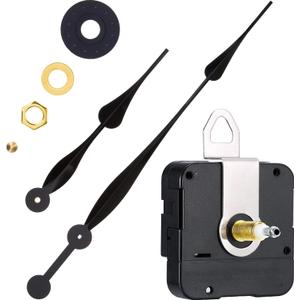 Hicarer High Torque Quartz Long Shaft Clock Mechanism Replacement with 12 Inch Long Spade Hands Clock Movement Replacement Motor for DIY (Black)