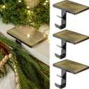 2 in 1 Fireplace Garland and Stocking Hangers for Mantel Heavy Duty Christmas Stocking Holders for Mantle Metal Garland Hooks Xmas Holiday Decoration(Dark Bronze,3 Pack)
