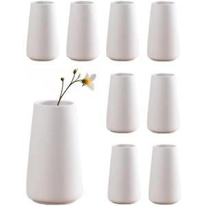 Modern White Small Ceramic Vase Set of 9 for Living Room Bedroom 5.9'' Minimalist Fresh Flower Vases for Home Decor Office Fireplace Centerpieces Nordic Style Gift for Fake Plant 9 Pack
