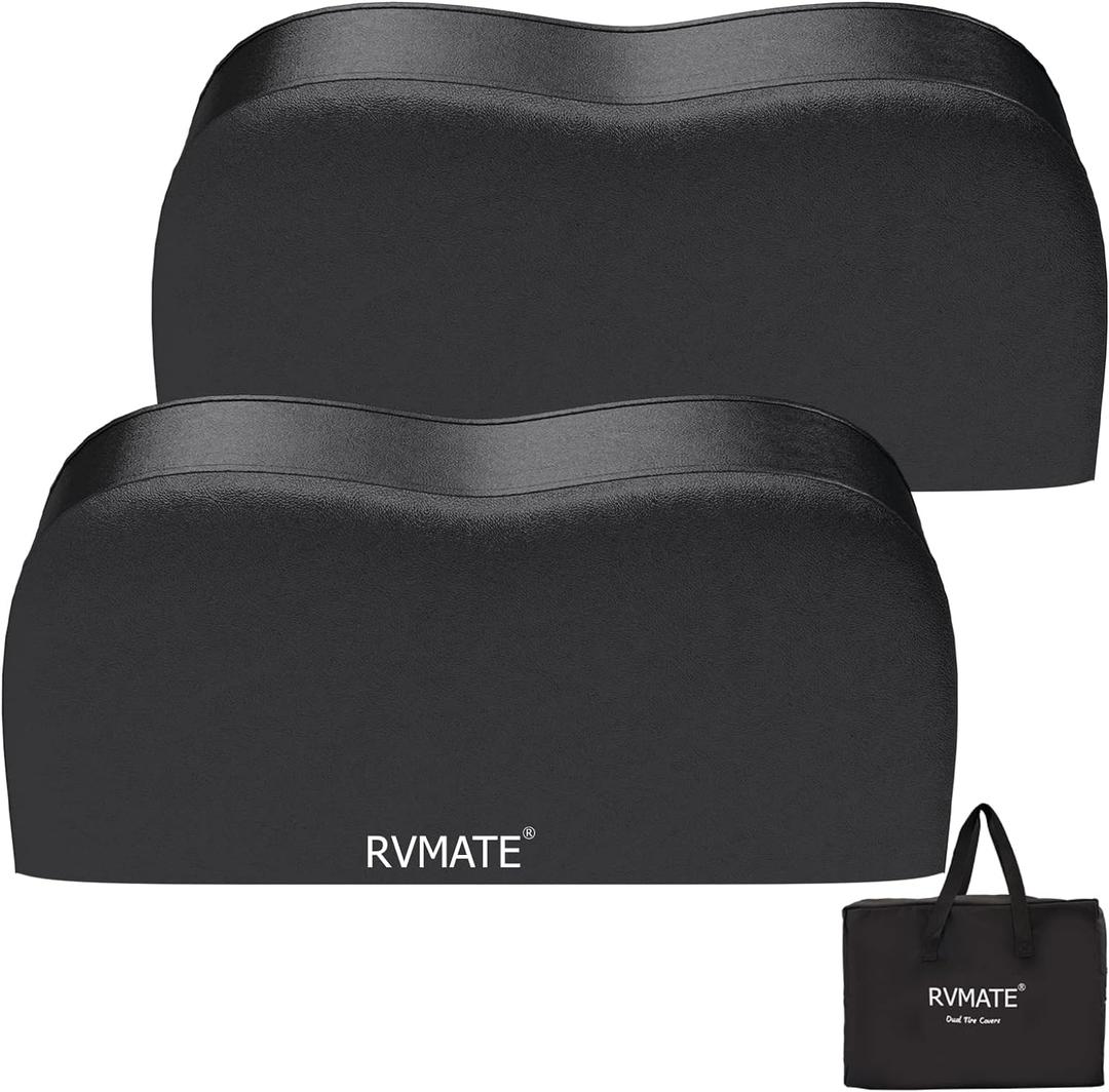 RVMATE RV Tire Covers, Dual Axle Wheel Cover (2 Pack) Fits 27"-30" Diameter Tires, Waterproof Anti-UV Black Dual Tire Covers RV Accessories for Truck/Trailer