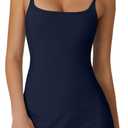 QINSEN Womens Spaghetti Strap Tennis Dress with Shorts Workout Side Slit Active Golf Dresses (X-Large, Estate Blue)