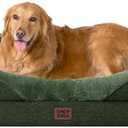 EHEYCIGA Orthopedic XL Dog Bed for Large Sized Dog, 42x30x7.5 Inch Extra Large Memory Foam Dog Couch Bed with Sides, Waterproof Liner & Washable Removable Cover, Dark Green