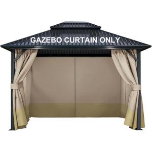 COWVIE 4-Panel 12' x 12' Gazebo Replacement Curtains, Patio Privacy Sidewalls with Double Zipper, Replacement for Outdoor Gazebo Canopy (Curtain Only)